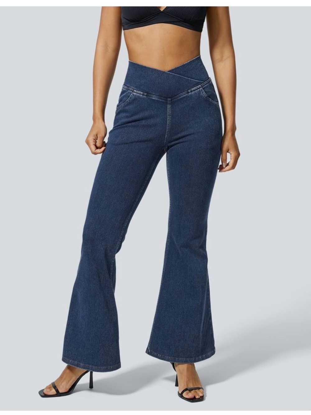 Halara Flex High Waisted Crossover Pocket Casual Flared Jeans Size XS